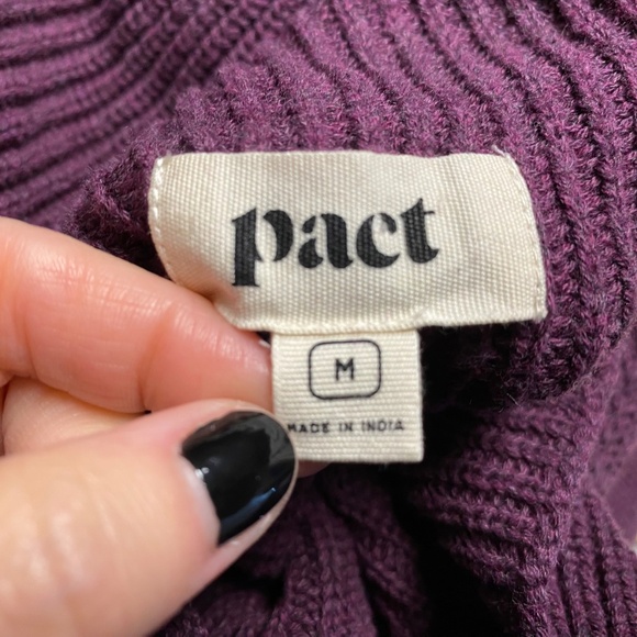 Pact Size M Women's Organic Cotton Sweater Purple Funnel Neck Wide Sleeve - Picture 8 of 9